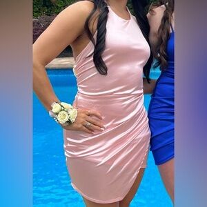 Pink satin dress